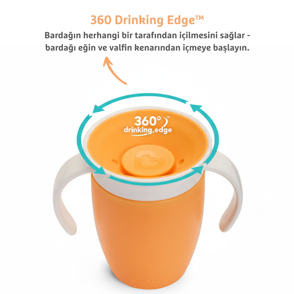 Munchkin Mucize 360° Alıştırma Bardağı, 6AY+, 207ML, Turuncu, 1 Adet görsel