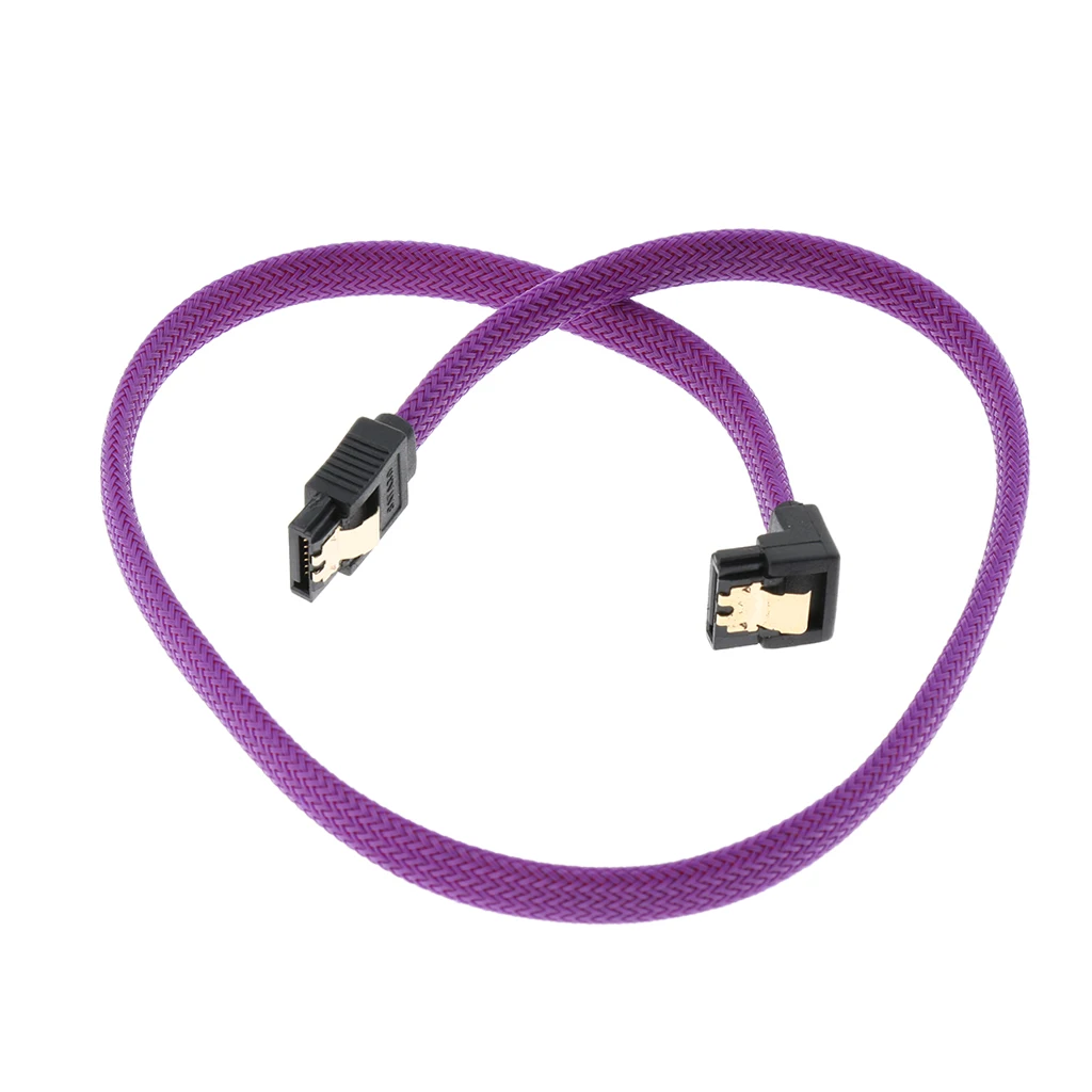 7Pin SATA 3.0 Data Drive Cable with Locking Latch 500mm Straight to Right Angle Hard Drive Cord Lead