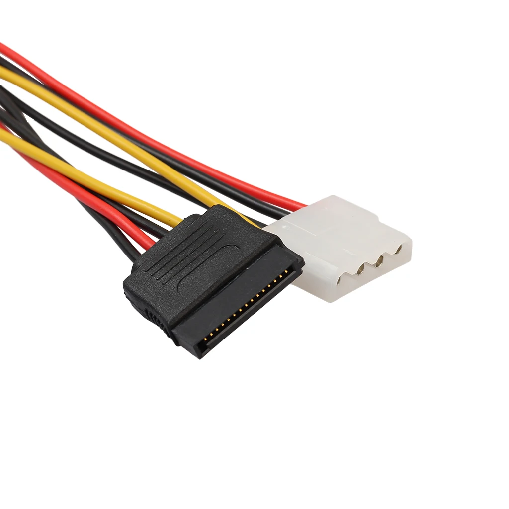 2 Pieces 15-Pin Serial SATA Male to 15-pin Female and 4-pin LP4 Female Reverse Power Adapter Cable For IDE Hard Drive