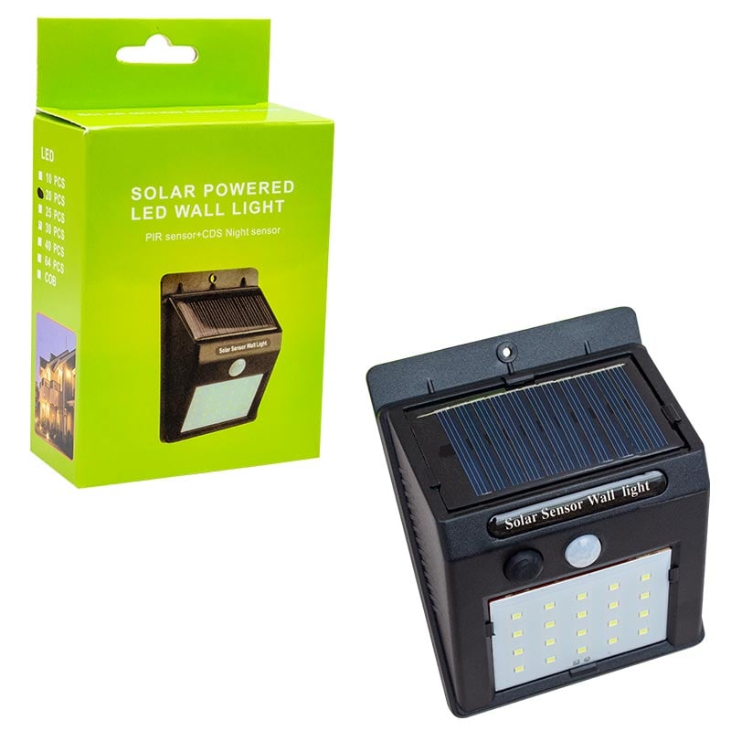 Powermaster PM-4528 Solar Sensörlü Duvar Tipi 20 Ledli Led Aplik