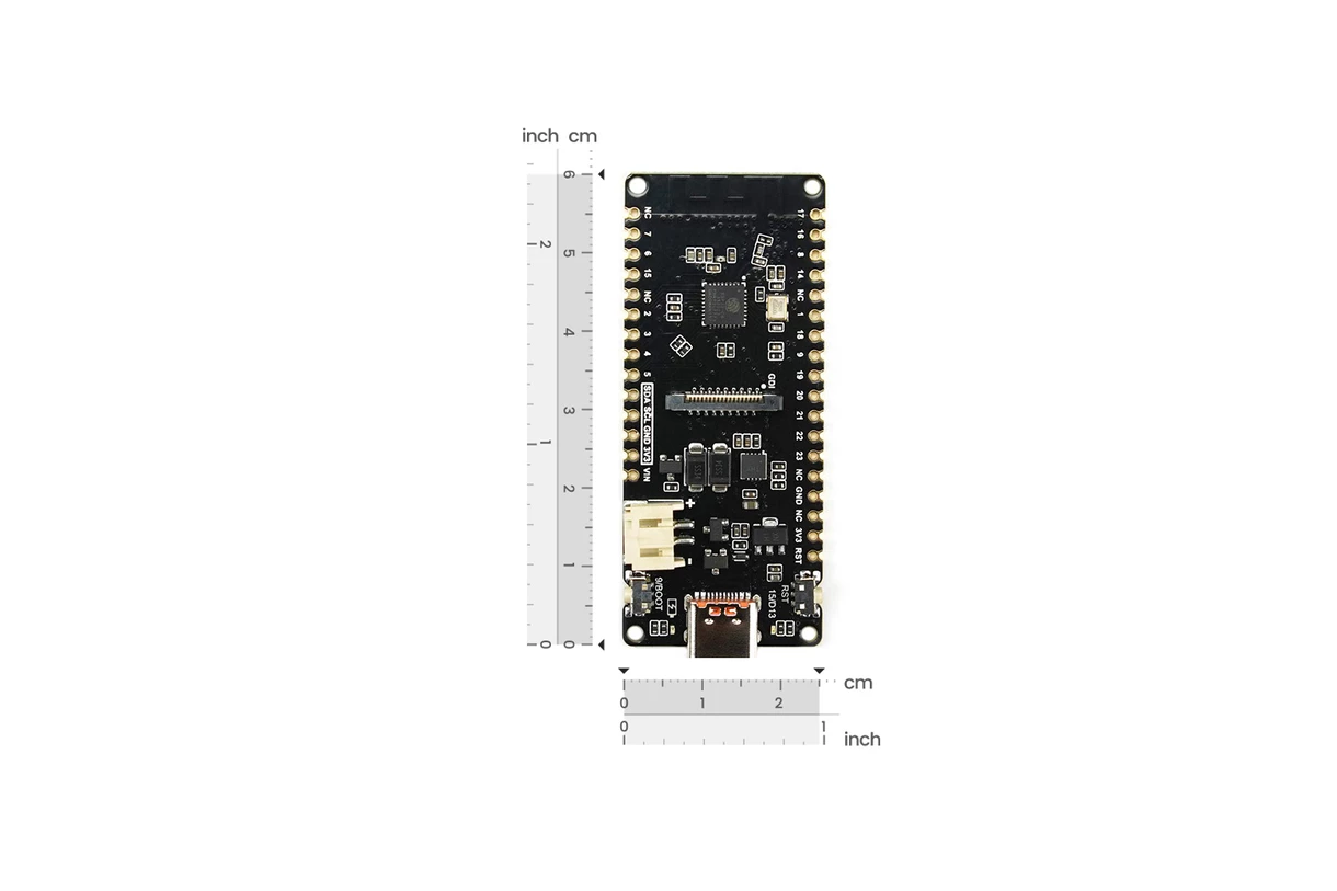 DFRobot FireBeetle 2 ESP32-C6 DFR1075 ölçü ve montaj çizimi 25,4 x 60 mm