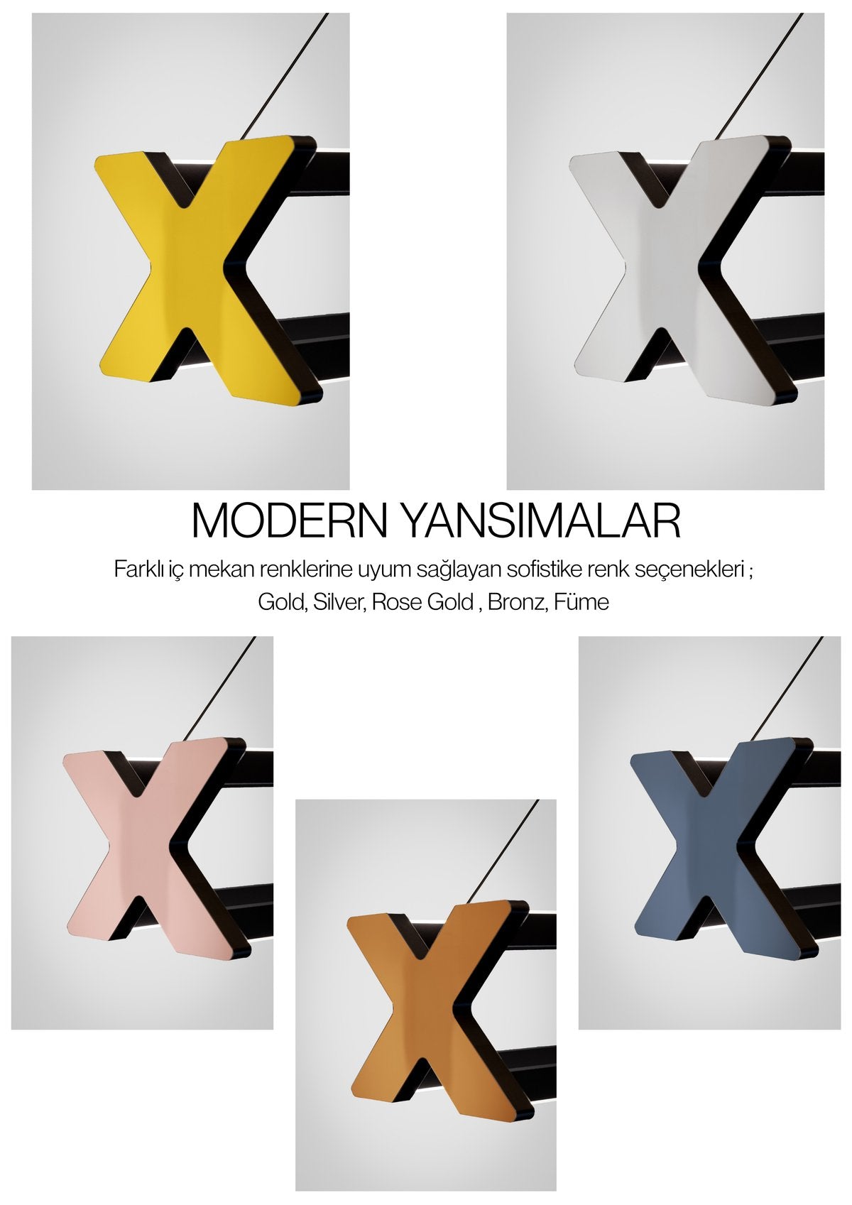 Model X Çift Yönlü Mimari Lineer Sarkıt Avize - Silver