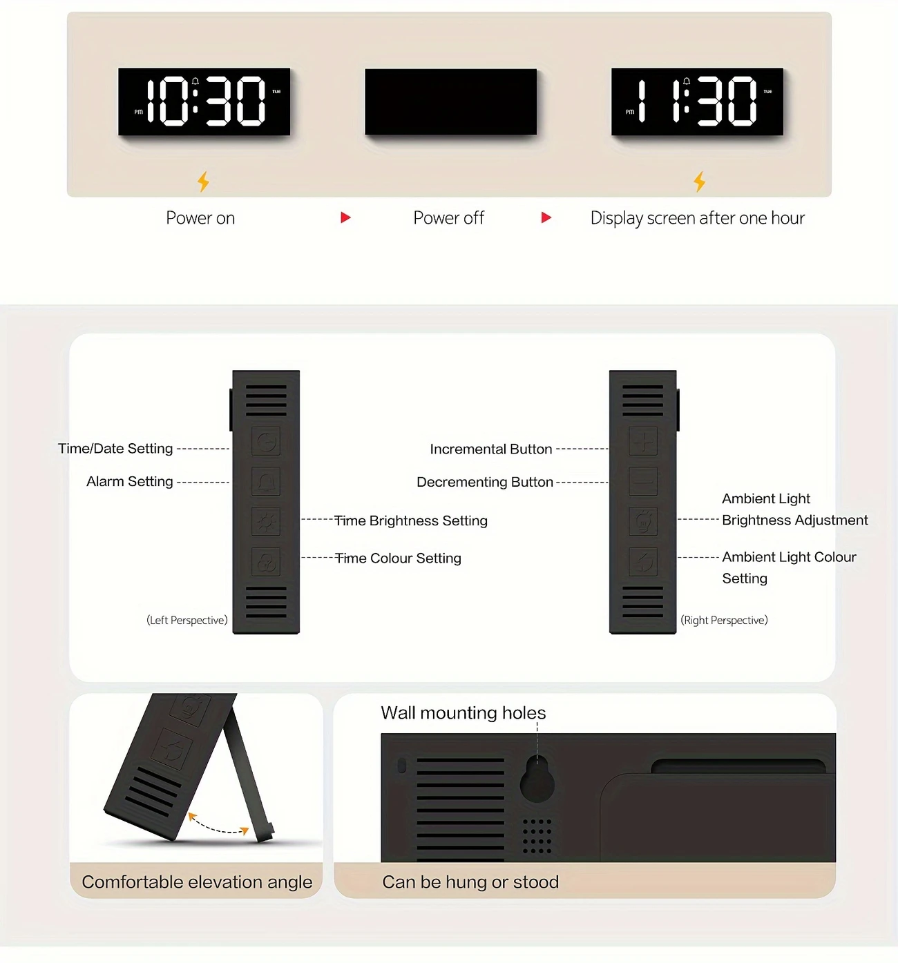 1pc smouing 12 dijital , büyük ile 13 rgb değişimi, led alarm ile uzaktan kumanda, gece lambası, odası odası , - , dikdörtgen, usb güçlü, 36v altı , müzik ses fonksiyonu, ev dekoru ayrıntılar 7