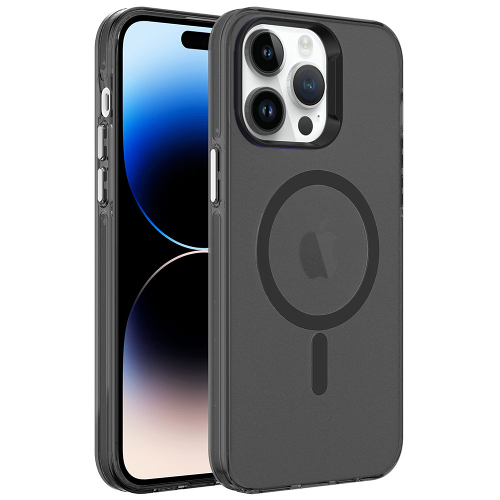 Apple iPhone 14 Pro Max Kılıf Zore M-safe Şarj Özellikli Buzlu Transparan C-Pro Sert Kapak - 2