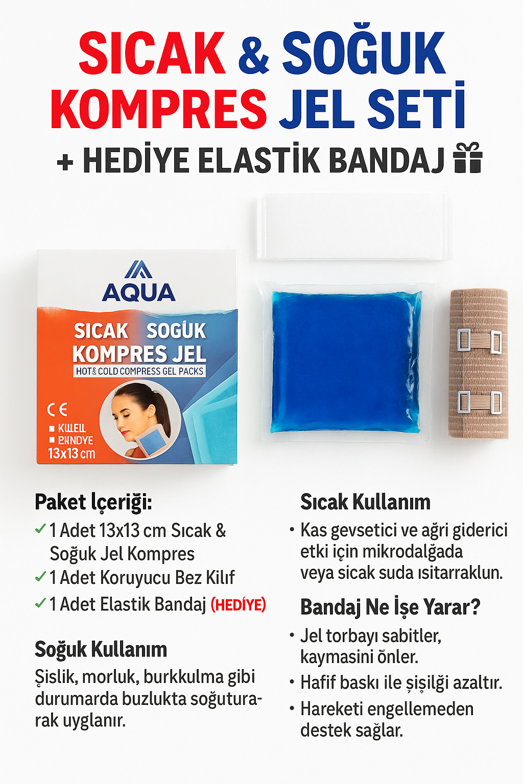 AquaMed Sıcak Soğuk Kompres Jel 13x13 cm