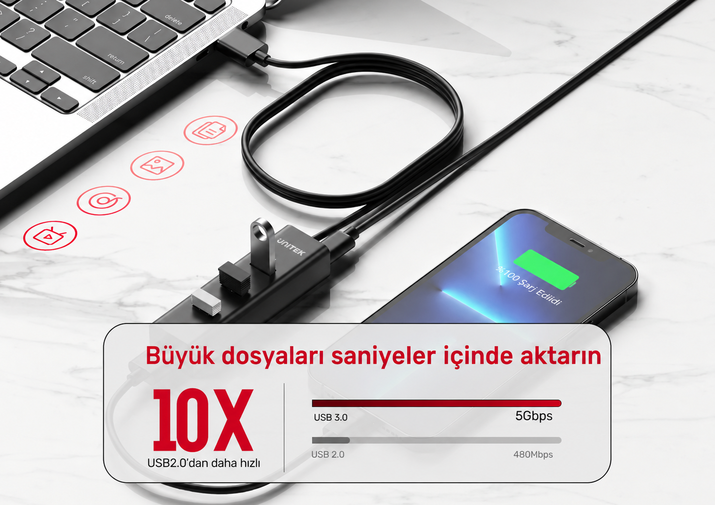 Unitek 4-in-1 USB-A 5Gbps Hu