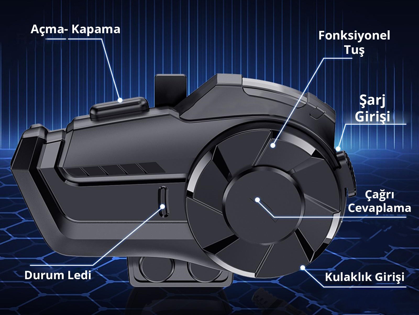 Powermaster HY-1001 Motosiklet Bluetooth Intercom Kulaklık