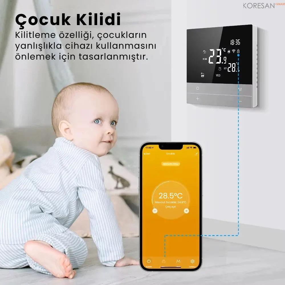 WiFi Akıllı Oda Termostatı Dokunmatik Ekranlı T100