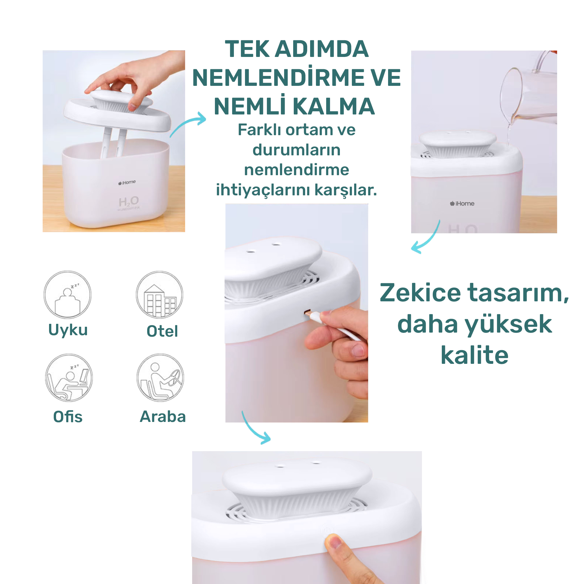 NPO iHome14 RGB Renkli 3300ml Aromaterapi Difüzör