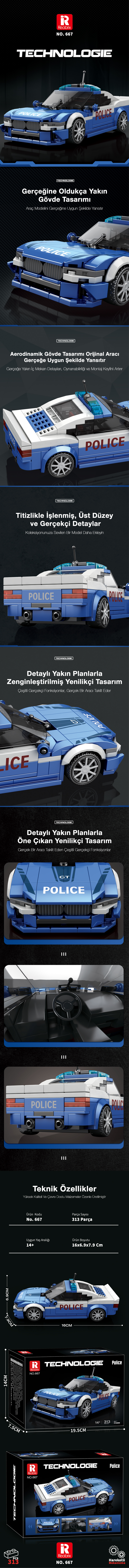 Reobrix Police Car BMW 667 Brick Yapım Seti