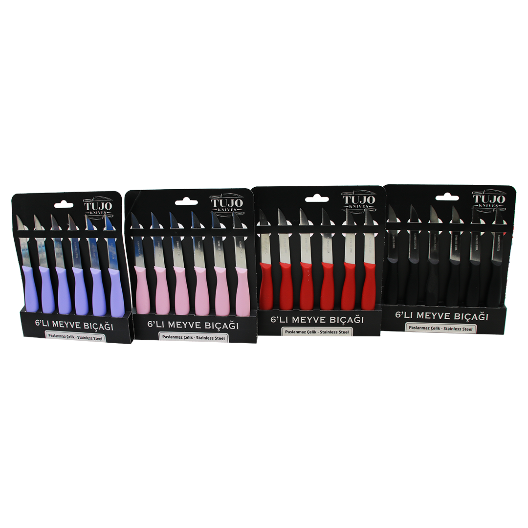 ANKAVERSE® 6 parça renkli saplı meyve bıçak seti