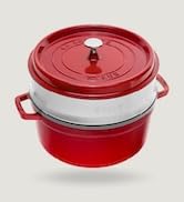 STAUB dökme demir kızartma tavası/Cocotte, paslanmaz çelik buhar eklentili, yuvarlak 26 cm, 5,2 l, aromalı güveç eğlenceli...