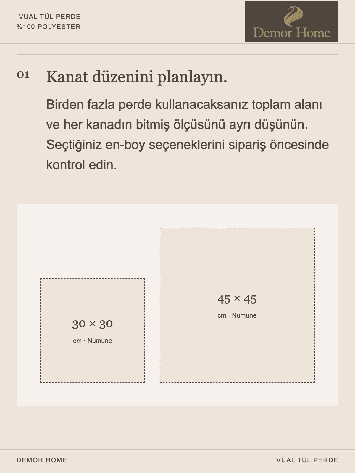 DEMOR HOME vual tül perde: Bitmiş genişliği esas alın.