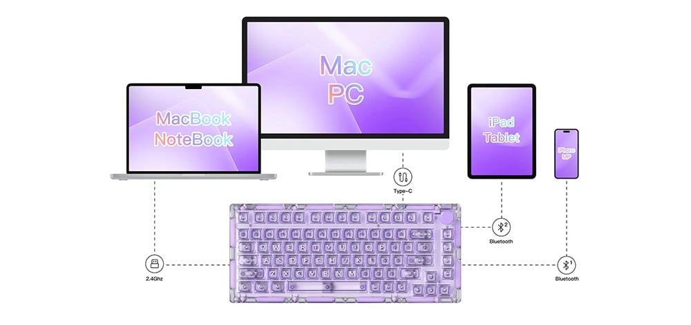 Akko Monsgeek Ice75 Clear Purple Klavye H11