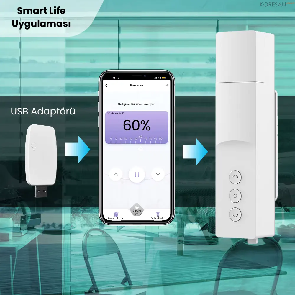 KZP10 Tuya Zigbee Akıllı Store Perde Motoru Smart Life uygulaması ile perde kontrolü