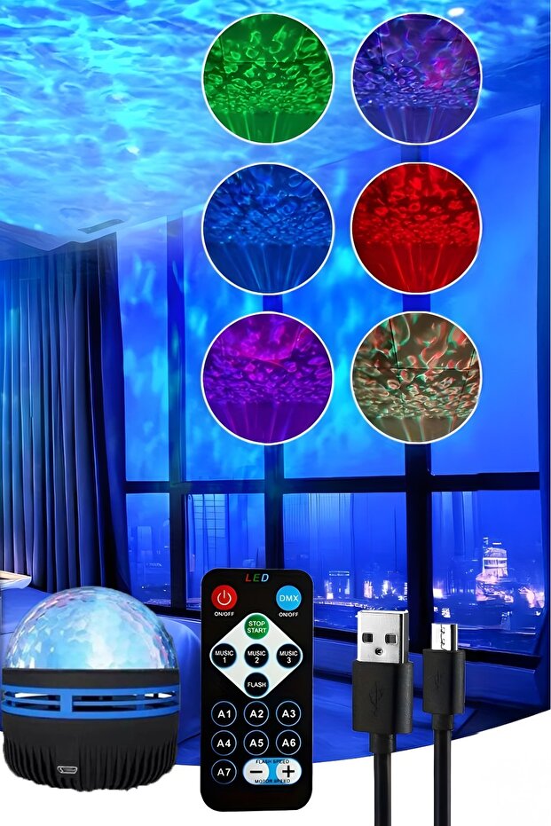 LED Galaxy Yıldız Projektör, Okyanus Dalgası, Projektör Led Gece Lambası, Çocuk Odası Lambası - 4