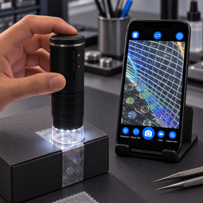 SmartScope ile güvenlik bandrolünün incelenmesi