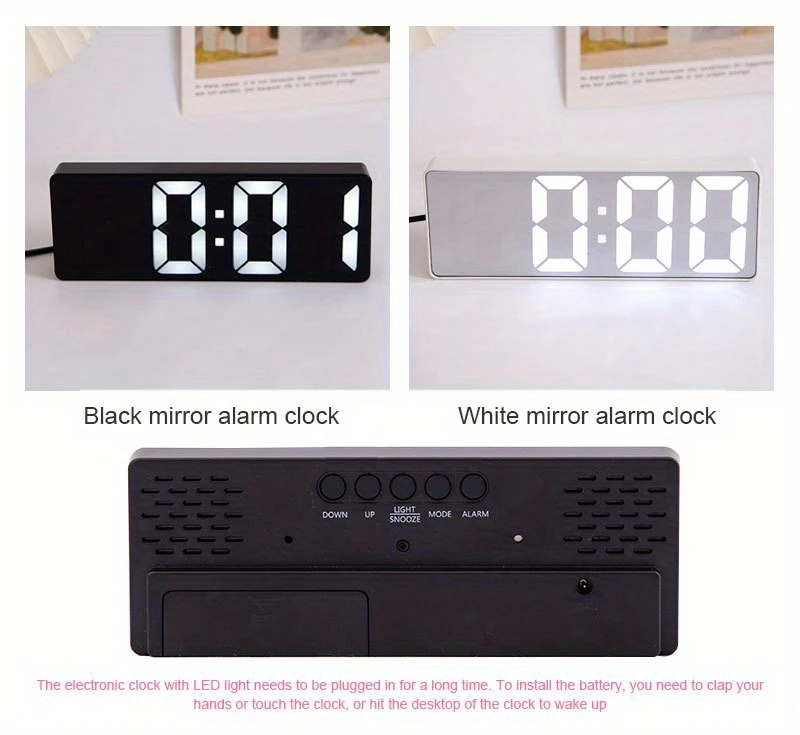 led ayna masa dijital alarm uyku zamanı masaüstü elektronik masa saatleri masa ayrıntılar 0