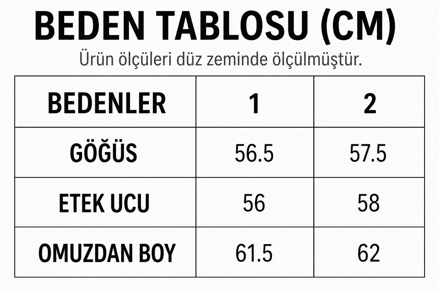 Beden Tablosu