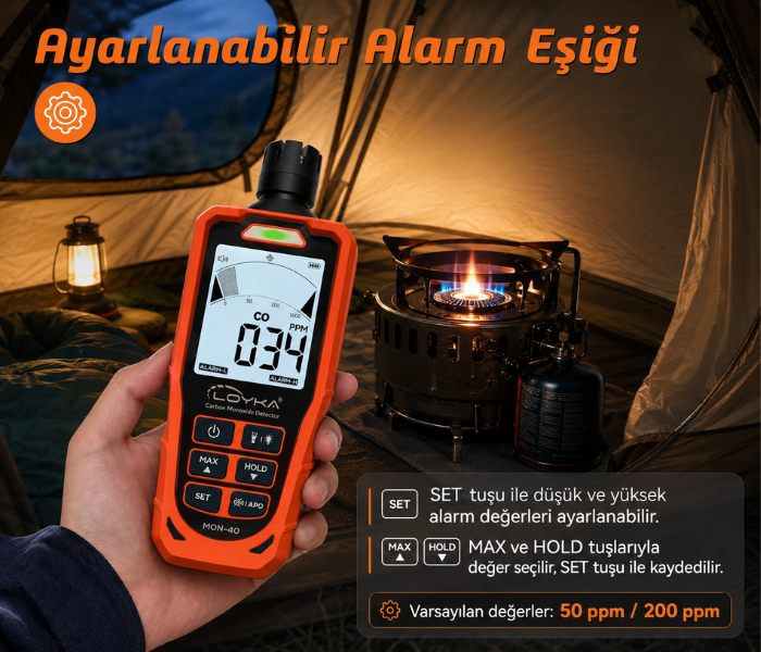 MON-40 ayarlanabilir düşük ve yüksek alarm eşikleri