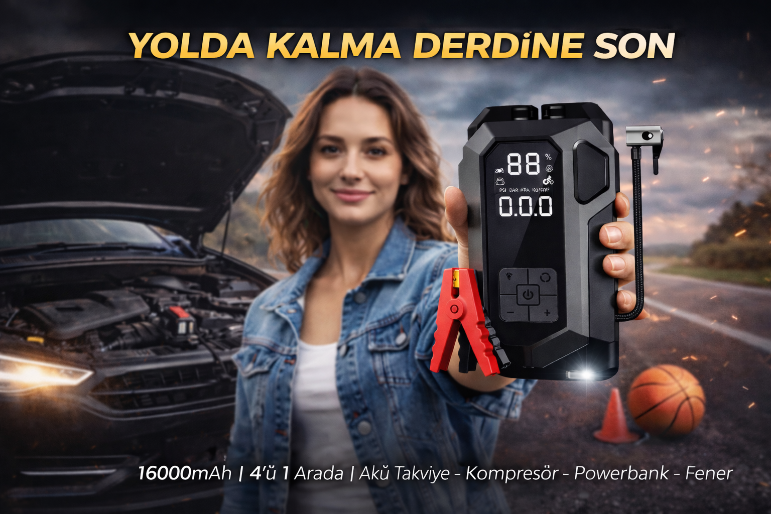 dijital ekranli aku takviye cihazi jump starter