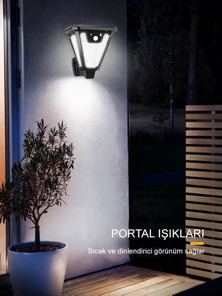  HS-V83 Solar Panelli 3 Modlu Kumandalı Hareket Sensörlü 100 SMD Ledli Şarjlı Duvar ve Bahçe Lambası İçerik