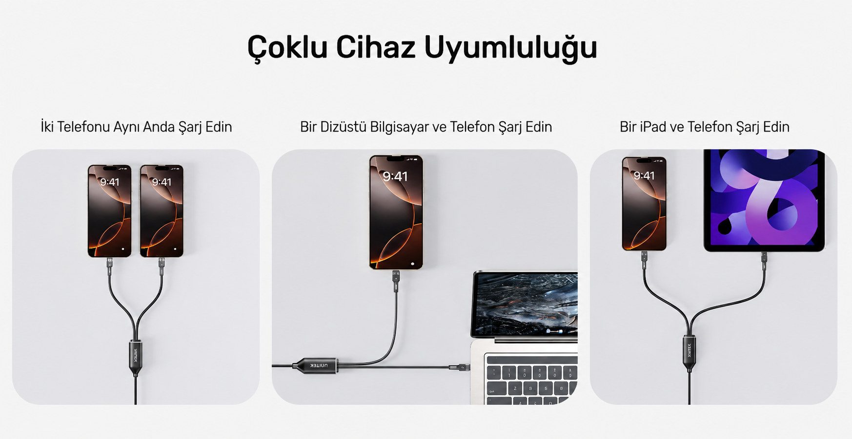 Unitek 2in1 Type-C Hızlı Şarj Kablosu