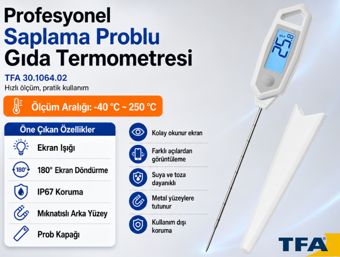 TFA 30.1064.02 Saplama Problu Su Geçirmez Gıda Termometresi Özellikleri
