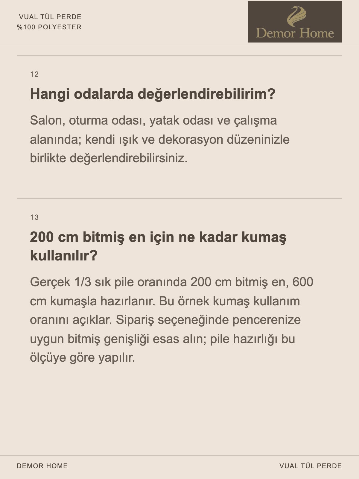 DEMOR HOME vual tül perde: Ürün hakkında 18 soru