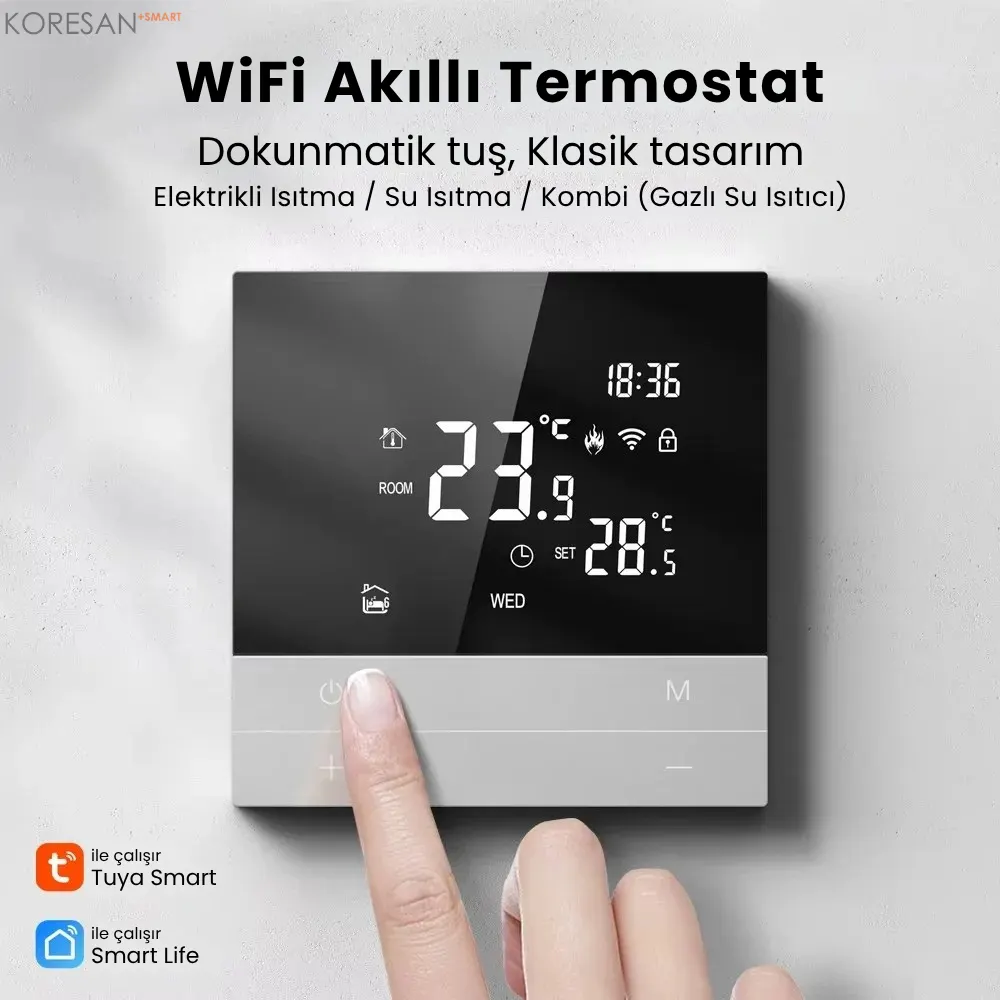 WiFi Akıllı Oda Termostatı Dokunmatik Ekranlı T100