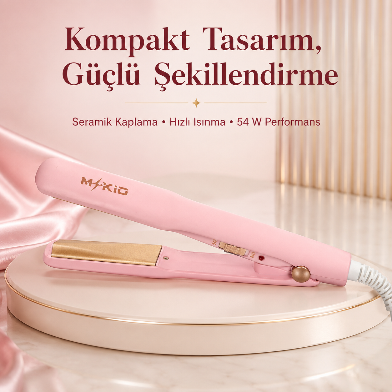 MKIO mini düzleştirici 54 watt hızlı ısınma seramik kaplama