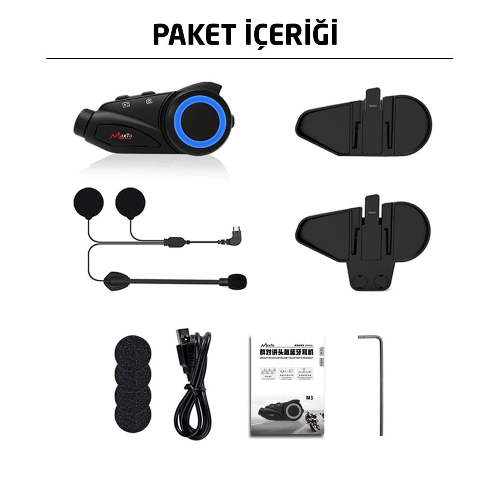 PowerMaster M3 Motosiklet Bluetooth Intercom Kulaklık