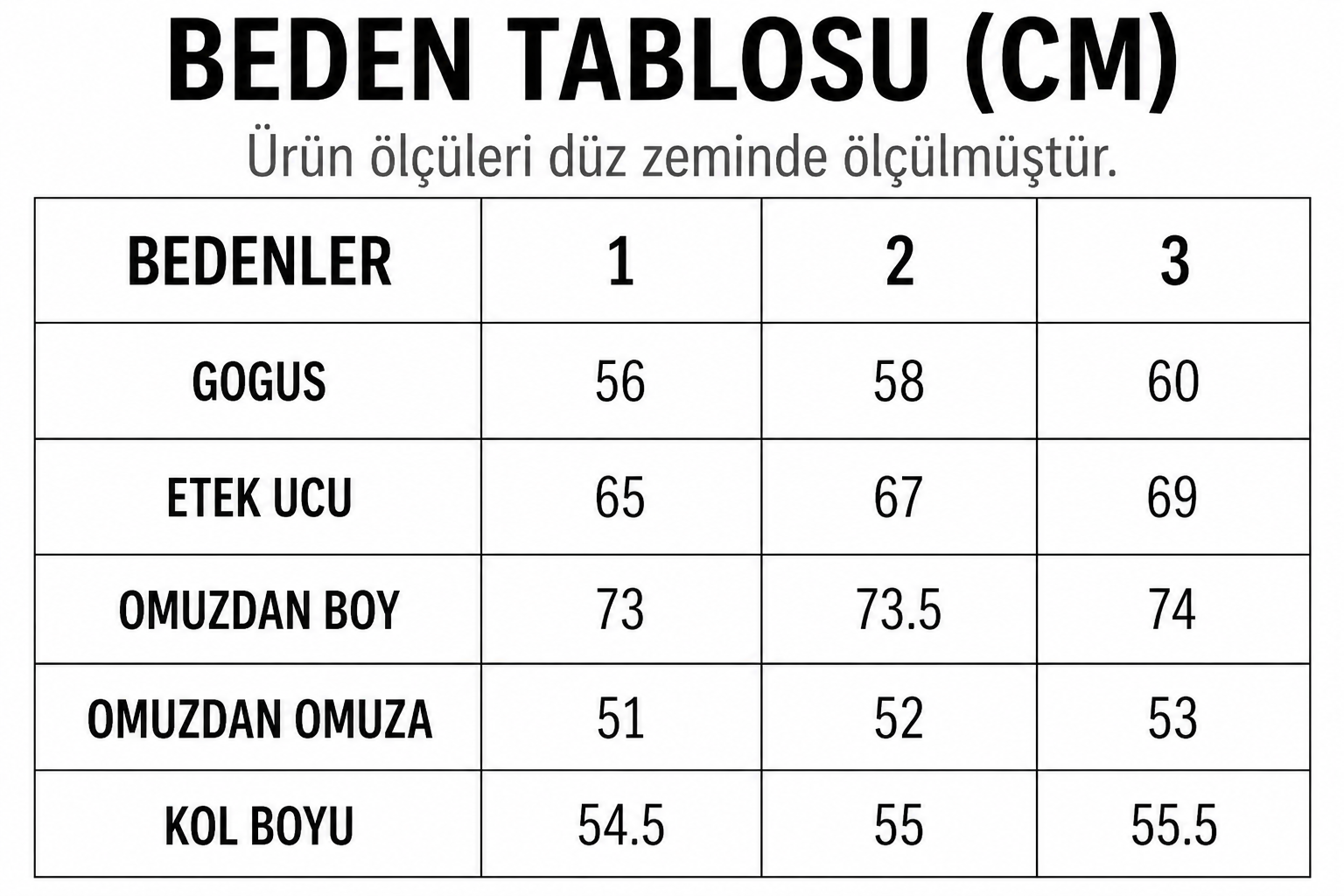 Beden Tablosu