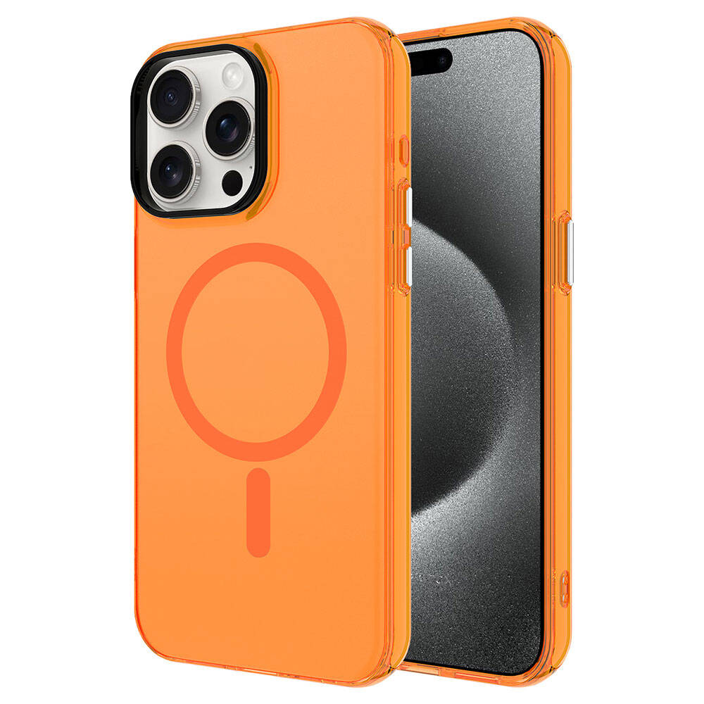 Apple iPhone 15 Pro Max Kılıf Zore M-safe Şarj Özellikli Buzlu Transparan C-Pro Sert Kapak - 6