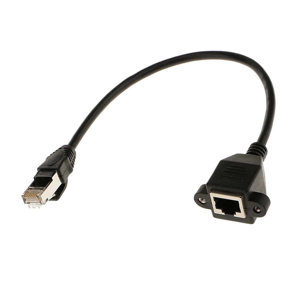 30cm Long RJ45 Male to Female M/F LAN Ethernet Adapter Network Cable Black