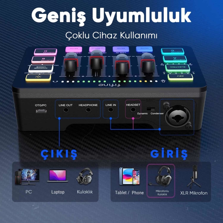Fifine SC3 Akıllı Sessize Alma ve Efekt Pedleri