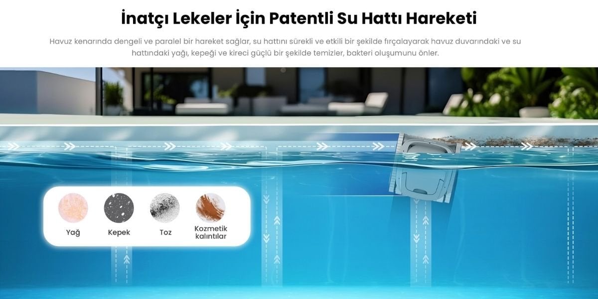 Poolmate DTC Pro inatçı lekeleri temizleyen havuz robotu