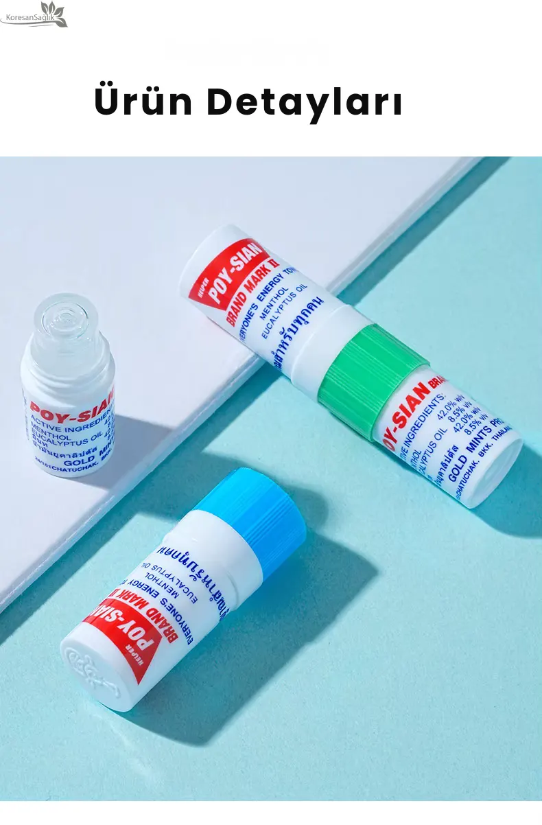 Poy-Sian Çift Uçlu Aromaterapi Inhaler – Nane & Mentol Koku Yağı