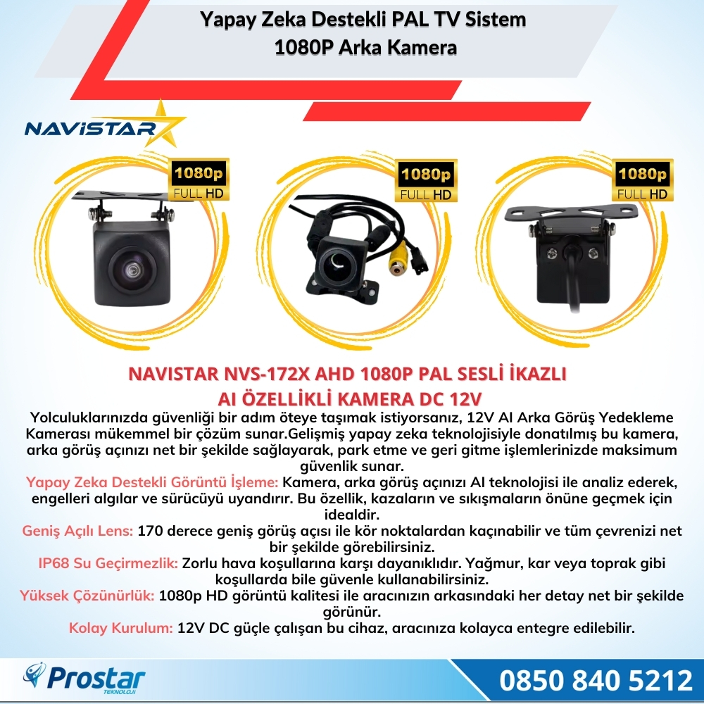 Navistar Yapay Zeka Özellikli Arka Görüş Kamerası Ahd 1080P Fiyatı