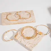 5 /takım bilezik, minimalist geometrik yuvarlak alaşım bilezik bileklik, retro trendy düğümlü açık manşet bilezik seti kadınlar için ayrıntılar 2