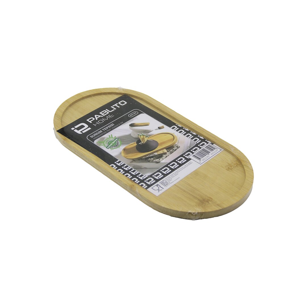 Oval ahşap bambu yağdanık altlık 12x24x0.8 cm