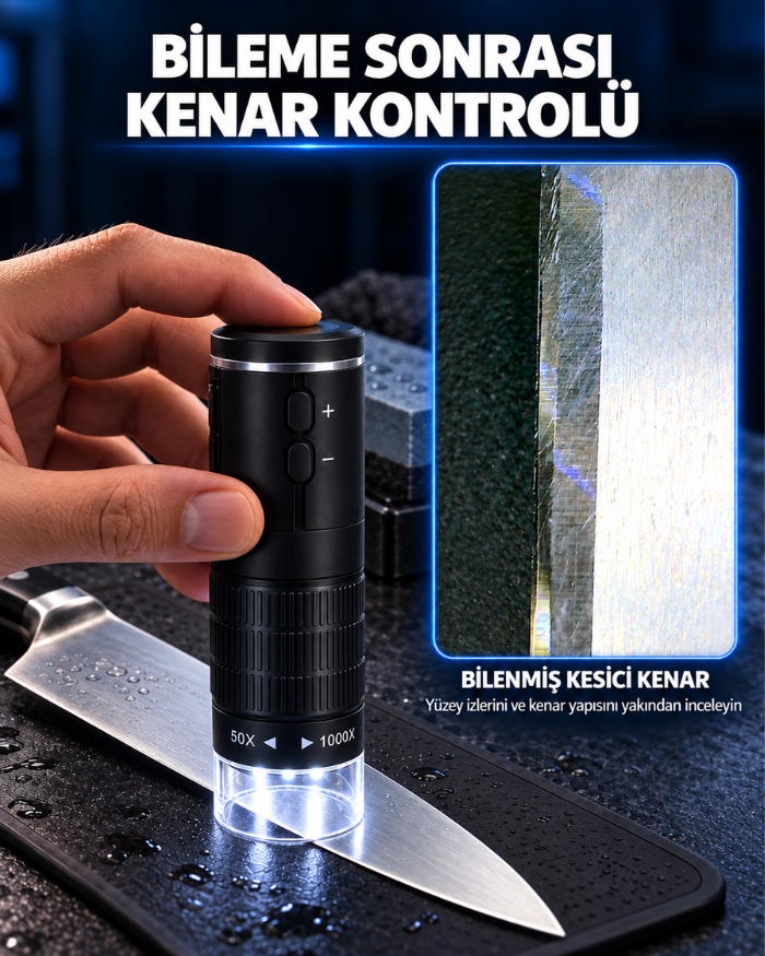 SmartScope ile bilenmiş bıçak kenarının incelenmesi