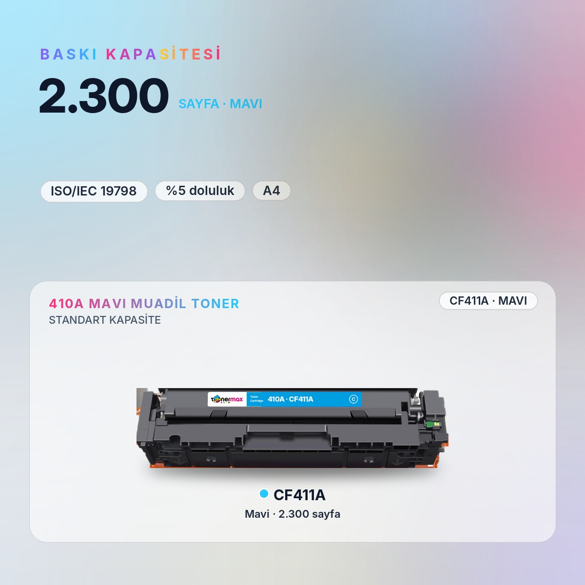 CF411A Mavi Muadil Toner baskı kapasitesi