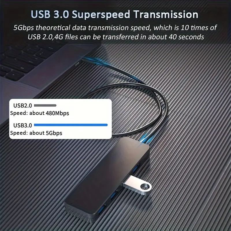 yüksek hızlı 4 portlu usb 3.0 hub - masaüstü, dizüstü bilgisayar, , flash sürücüler, sabit diskler, konsollar, yazıcılar, pcler, klavyeler için taşınabilir tasarımlı kompakt çok portlu adaptör - , dell ile uyumlu ayrıntılar 1
