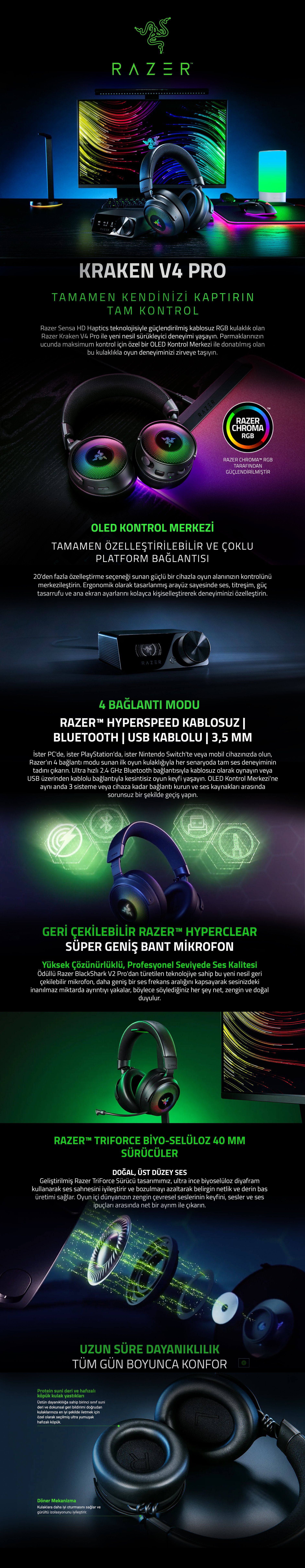 Razer Kraken V4 Pro Kablosuz RGB Oyuncu Kulaklığı Fiyatı