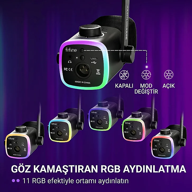 Fifine AM9 Göz Kamaştıran 11 Modlu RGB Aydınlatma