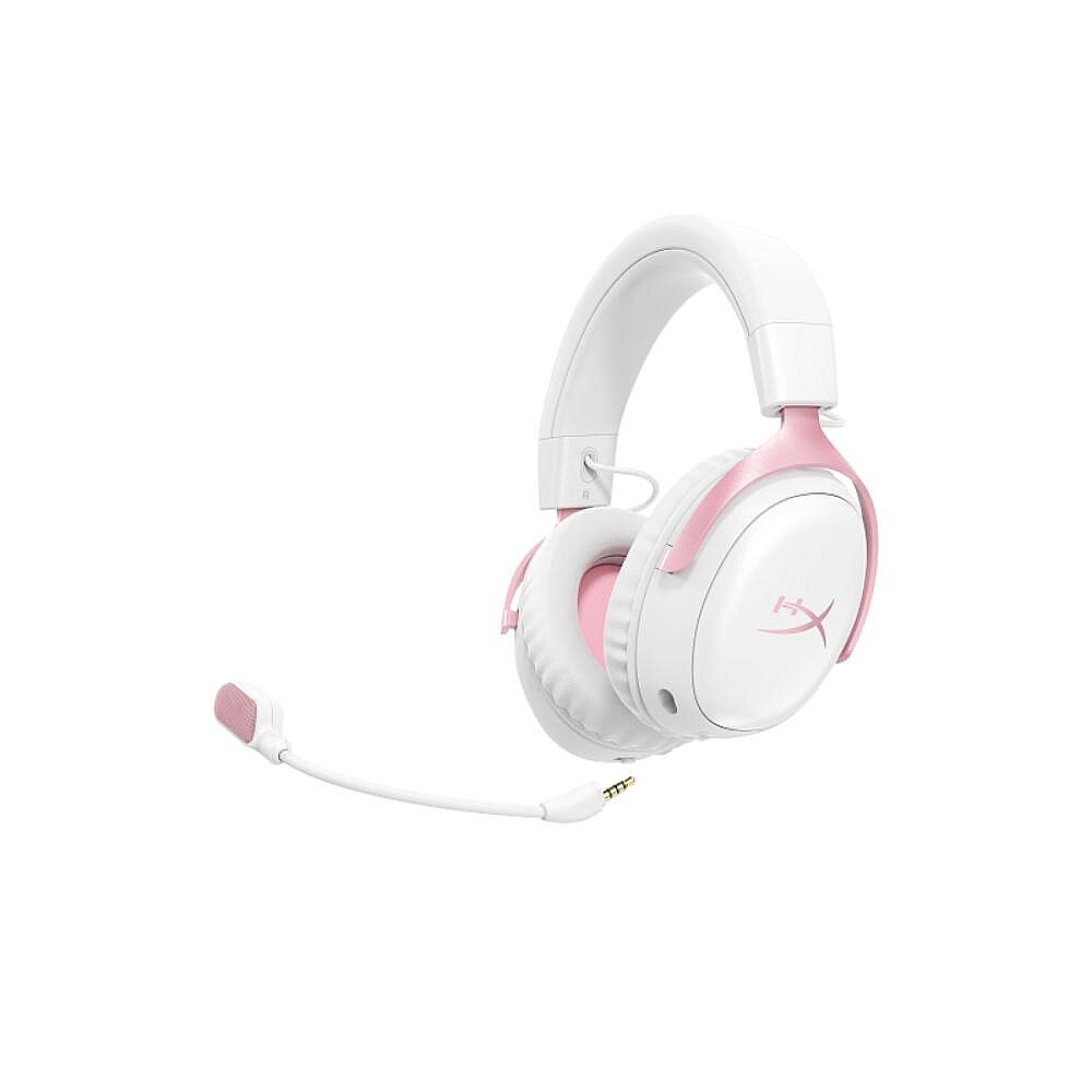 HyperX Cloud III S Wireless beyaz/pembe kulaklık, yandan görünüm