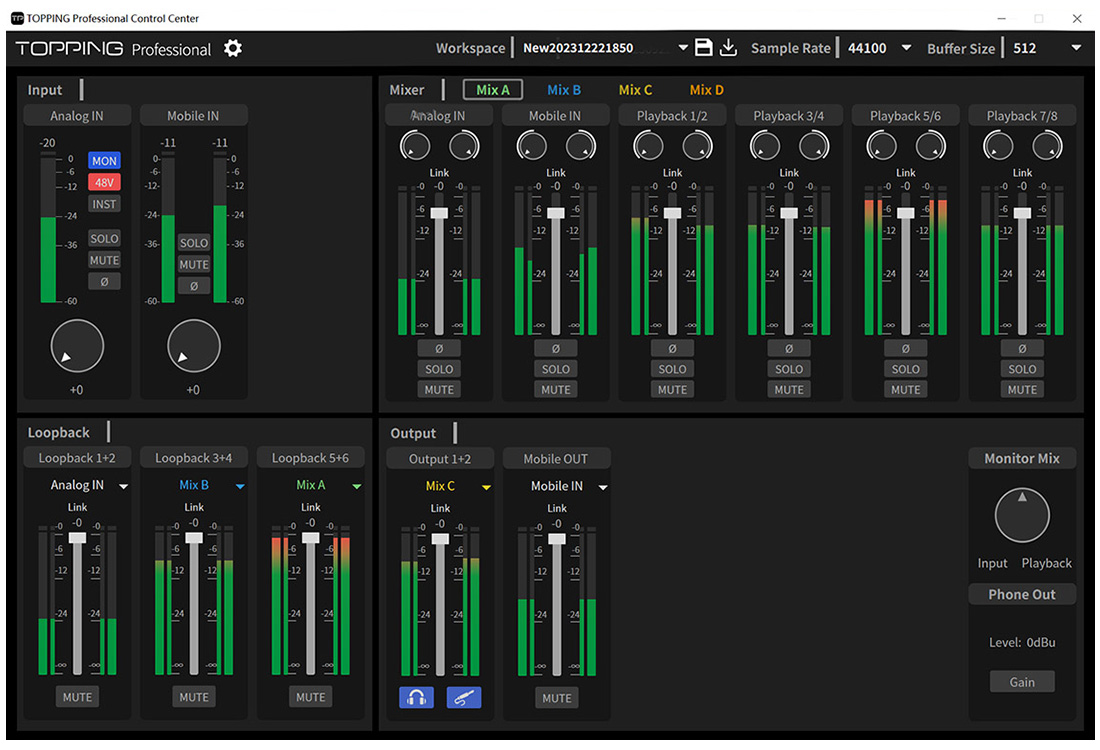 Topping E1x2: independent mixers
