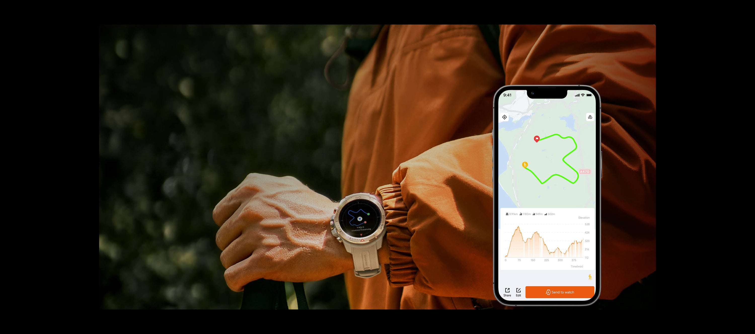 Roadbook Navigation Function You can customize track routes to share with your friends, or import GPX, KML, and TCX files to the MibroFit App's route library through third-party Apps such as Strava, and push them to your Mibro watch to use the route navigation function.