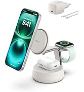 Belkin Qi2 şarj istasyonu, Apple Watch ve iPhone, 3'ü 1 arada şarj cihazı MagSafe uyumlu, 25 W, kablosuz...